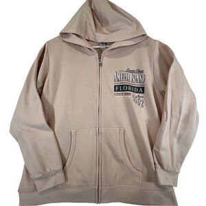Full Zip Hoodie Jacket Amelia Island Florida Pink Sweatshirt Womens Size Large